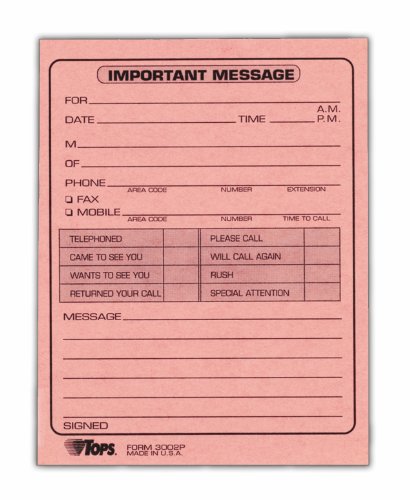Tops Important Message One-Sided Note Pads, 4.25 x 5.5 Inches, 50 Sheets per Pad-12 Pads per Pack (3002-P)