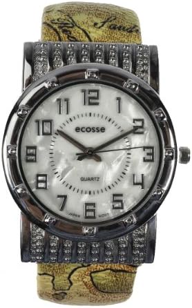 Ecosse Ladies Watch and Mini Tote Set Map Design Natural and Tan