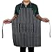 Sshining Professional White/Black Pinstripe Chef Bib Apron With Two Pockets, Adjustable Neck& Waist Ties Kitchen Cooking Apron for Womens/Mens (32.67 inches by 26.77 inches)