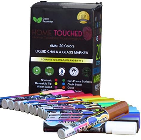 Chalk Markers - Mega 20 Pack - Premium Liquid Chalkboard Marker Pen with Reversible Tip - Child Friendly - Perfect for Chalkboards, Bistro, Windows, Glass, Labels, Whiteboards