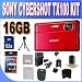 Sony Cyber-Shot DSC-TX100V 16.2 MP Exmor R CMOS Digital Still Camera with 3.5-inch OLED Touchscreen, 3D Sweep Panorama and Full HD 1080/60p Video (Red)+ 16GB SDHC Memory + Extra Extended Life Battery + Ac/Dc Charger + SDHC Card Reader + Memory Card Wallet + Shock Proof Case w/Strap + MicroFiber Cleaning Cloth + Mini Tripod + Accessory Saver Bundle!