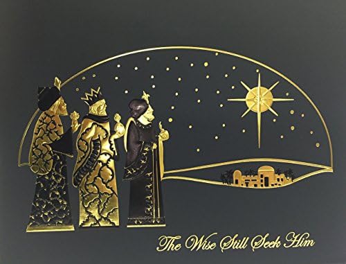Wise Men Still Seek Him Christmas Cards Value Pack - 24 Premium Embossed Greeting Cards with Gold Foil Lined Envelopes
