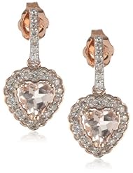 10K Rose Gold Morganite and Diamond Heart Earrings (.25 Cttw, G-H Color, I1-I2 Clarity)