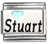 Stuart Light Blue Heart Laser Name Italian Charm Link