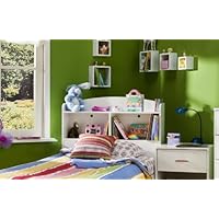 Twin Size Bookcase Headboard With Pure White Finish