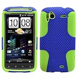 Blue Green 2 in 1 Hybrid Rubber Plastic Skin Case Cover for HTC Sensation 4 ....