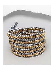 Gray Cotton Bracelet In Brass