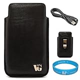 Slidyn Black Leather Carrying Case Holster with Polished Stainless Steel Be ....