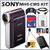 Sony MHSCM5 MHSCM5V MHS-CM5V MHS-CM5 bloggie 5MP HD Video Camera (Violet) with 5x Optical Zoom + 8GB Deluxe Accessory Kit