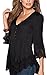 Angashion Women's Flare Sleeve Lace Splice Loose Trim Casual Blouse T-shirt Tops,Black,US 12/Tag 3XL