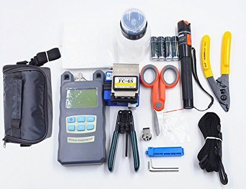 Atwobic FTTH Tool Kit Bag Fiber Optic Stripper FC-6S Fiber Cleaver Optical Power Meter 10Mw Pen-type Visual Fault Finder