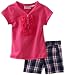 Young Hearts Girls 4-6x 2 Piece Floral Plaid Short Set