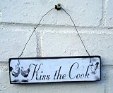 Kiss the Cook Vintage Hanging Wall Sign