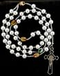 White Faux Pearl Link Rosary Necklace - 22 in Necklace - 8mm Beads