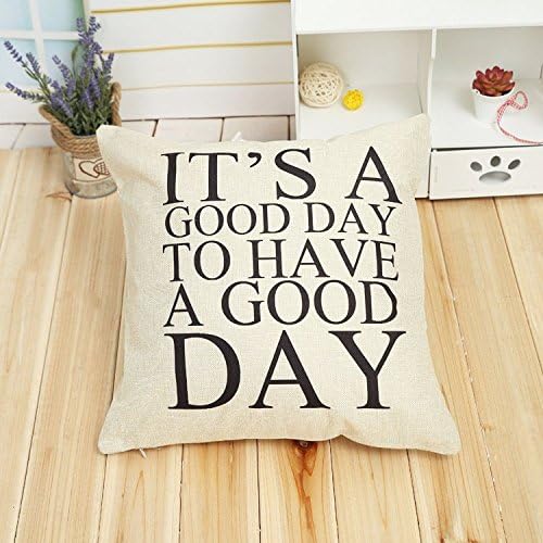 Throw Pillow Cases , Wevda® It's A Good Day Word Pillow Case Burlap Cushion Covers 18x18 Inch