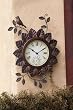 Leafy Wall Clock and Thermometer with Hummingbird Leafy Wall Clock and Thermometer with Hummingbird