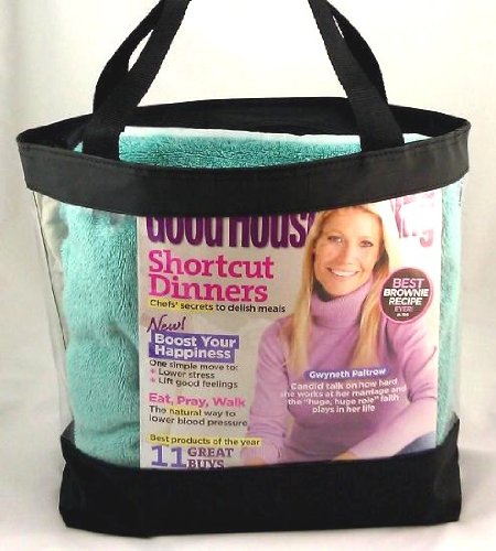 Medium Clear Tote Bag with Interior Pocket and Zipper Closure