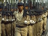 Marching Burmese Soldiers During a Dress Rehearsal for the 38th Resistance Day Parade Photographic Poster Print by James L. Stanfield, 32x24