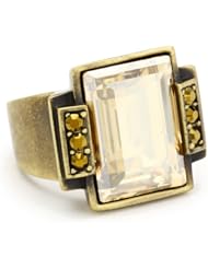 Judith Leiber Jewelry Fancy Cut 3 Row Pave Crystal Ring, Size 7