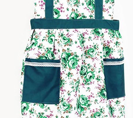 Women Aprons Korean Style Cute Family Household Kitchen Smock Cooking Aprons Double Layer Water-proof Oil-proof Aprons with 2 Pockets (Green)