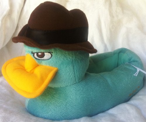 Disney Phineas and Ferb Agent P Perry the Platypus Plush Soft Warm Slippers, Great Halloween Costume Accessory Kids Shoe Size 11-12