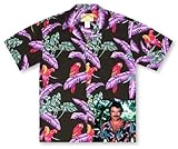 Paradise Found Jungle Bird Black Tom Selleck Magnum PI Tropical Hawaiian Aloha Shirt, Large