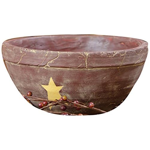 Your Hearts Delight Primitive Star Bowl 4-3/4 by 9-1/4-Inch Burgundy