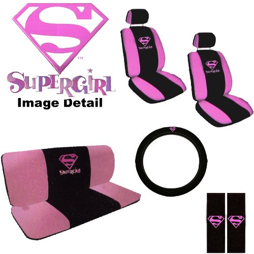  Supergirl Shield DC Comics Auto Accessories Interior Combo Kit Gift Set - 11PC