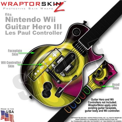 Alecias Swirl 01 Yellow Skin by WraptorSkinz TM fits Nintendo Wii Guitar Hero III (3) Les Paul Controller (GUITAR NOT INCLUDED)