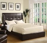 Button-tufted Bi-cast Espresso Leather Queen Bed