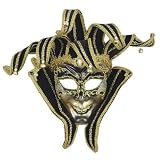 Black and Gold Jester Mardi Gras Mask