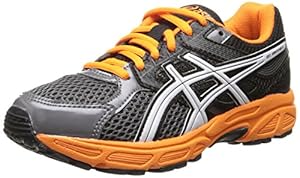 ASICS Gel Contend 3 GS Running Shoe (Little Kid/Big Kid), Carbon/White/Orange, 4 M US Big Kid