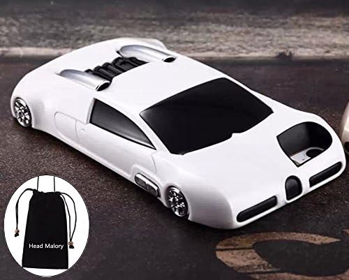 (White) Iphone 5 Cool 3D Lifelike Sports Car Style Cover for Apple Iphone 5s Anti-slip Hard Back Case with Convertible Kick Stand,+ Cellphone Pouch with "Head Malory" Logo Gift