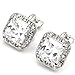 FC JORY White Gold Plated Square CZ Halo Princess Cut Solitaire Clip On Earrings