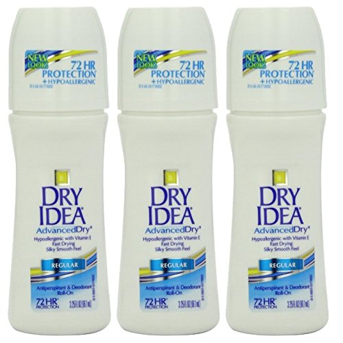 Dry Idea Roll-On Advanced Dry Antiperspirant & Deodorant, 72 Hour, Regular 3.25 (Pack of 3)...