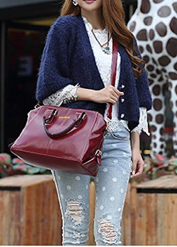 Sybaritic Vanilla Patent Leather Medium Satchel (Maroon)