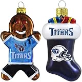 NFL Tennessee Titans Blown Glass Gingerbread Man & Stocking Ornament 2-Pack