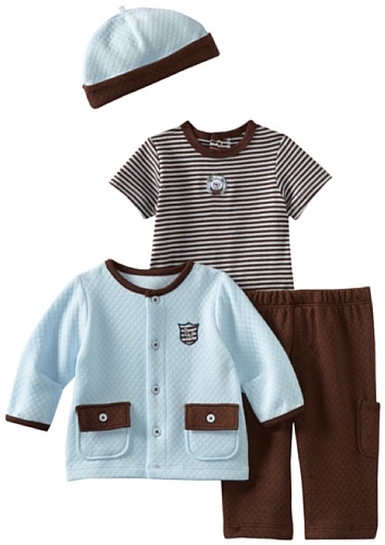 Little Me Baby-boys Newborn Genteel Ted 4 Piece Pant Set