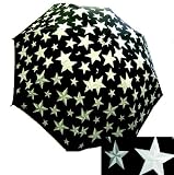 Punk Rock Retro SILVER NAUTICAL STARS Rain Umbrella