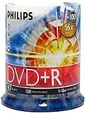 Philips Dvd+R 16x 100pk Spindle High Capacity Portable Storage For Digital Video Data Recording
