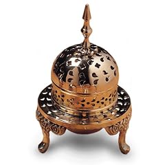 R�uchergef�� Muslim-Burner, R�ucherschale mit Deckel aus Messing, R�uchertopf 18 cm hoch