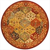 Safavieh Heritage Collection HG510B Handmade Black Hand-spun Wool Round Area Rug, 3.6-Feet