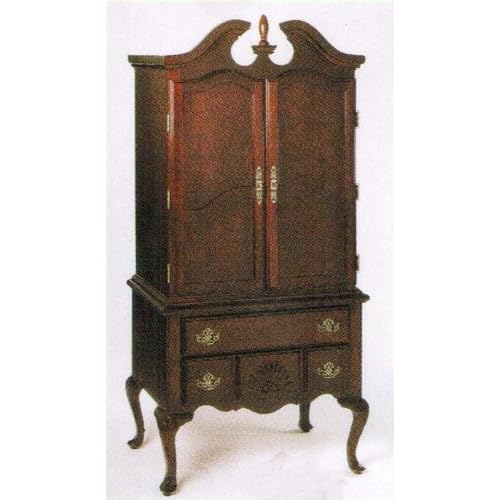 TV Armoire Stand with Queen Anne Style Legs Cherry Finish