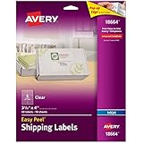 Avery Easy Peel Clear Shipping Labels for Inkjet Printers, 3.3 x 4-Inches, Pack of 60 (18664)