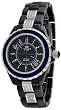 Oniss #ON8890-L Women's Stainless Steel Trim Baguette Crystal Black Ceramic Watch