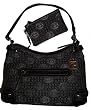 Giani Bernini Purse Handbag Genuine Leather Trim Black/silver w/ Change/ID Holder