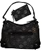 Giani Bernini Purse Handbag Genuine Leather Trim Black/silver w/ Change/ID Holder