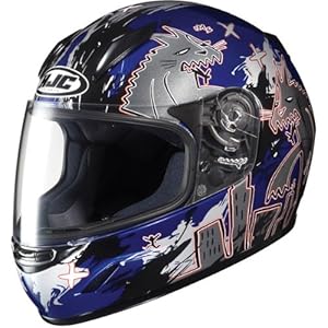 HJC Katzilla Youth Boys CL-Y Road Race Motorcycle Helmet w/ Free B&F Heart Sticker Bundle - MC-2 / Large