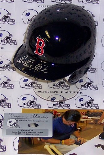 Carlton Fisk Autographed/Hand Signed Boston Red Sox Mini Helmet