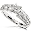 3/4ct TW Princess and Round Diamond Engagement Ring Set in 14K White Gold